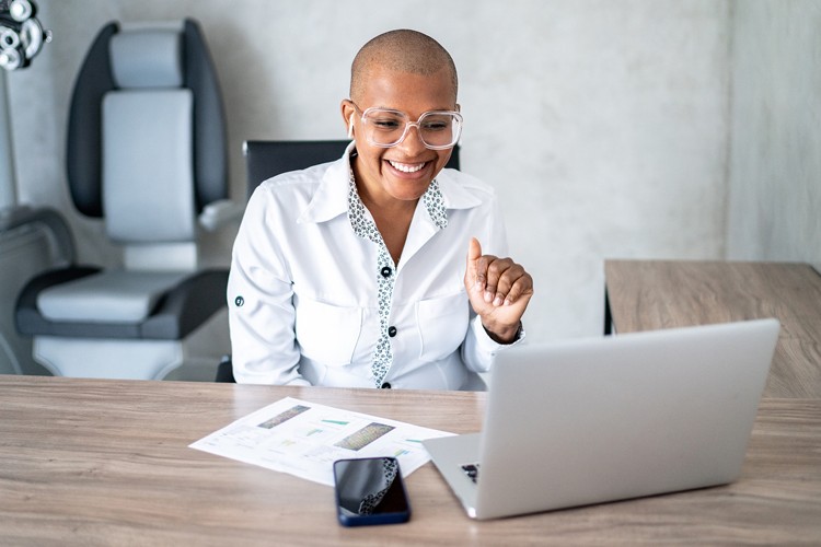 woman on computer